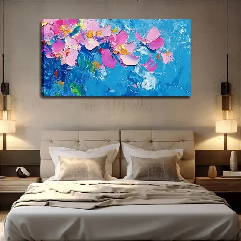 Pink Flowers Blooming Freely Wall Art Canvas Office Home Room Framed 120x60cm