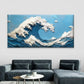 Blue & White Abstract Ocean WaveWall Art Canvas Office Home Room Framed 80x45cm