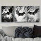 3pcs Black Bats Flying Trees Black & White Themed Metal Print Ready to Hang Art