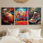 3pcs Colorful Basketball Graffiti Basketball Metal Print Ready to Hang Art