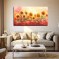 Growing Sunflowers In Red Tones Wall Art Canvas Office Home Room Framed 120x60cm