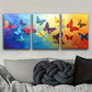 3pcs Featuring Fluttering Butterflies, Metal Print Ready to Hang Art