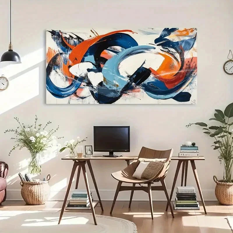 Bold Strokes Abstract Dynamic Wall Art Canvas Office Home Room Framed 120x60cm