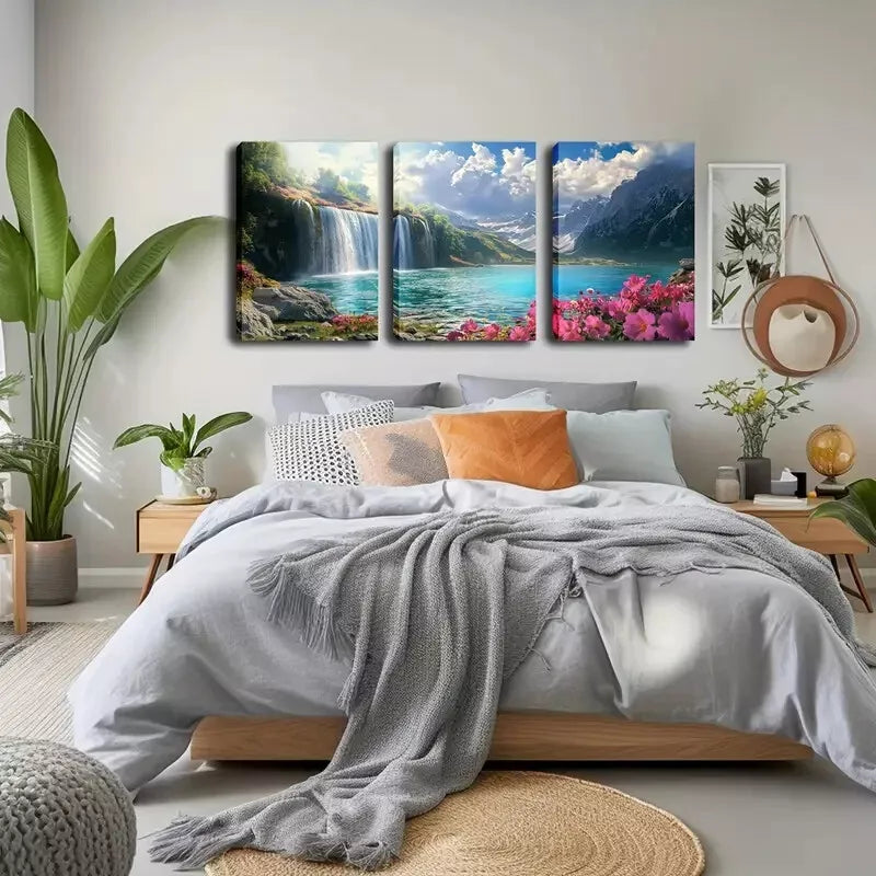3pcs Rustic Coastal Style Solid Pattern  Wall Art Set Canvas Framed 40x60cm - High Quality Print 100% Australian Made Wall Canvas Ready to Hang