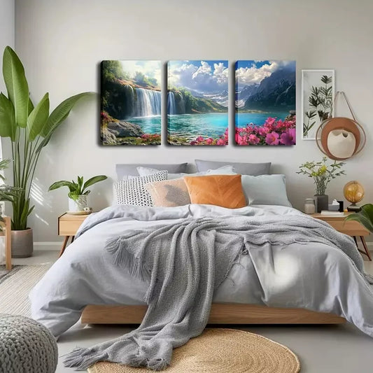 3pcs Rustic Coastal Style Solid Pattern  Wall Art Set Canvas Framed 40x60cm - High Quality Print 100% Australian Made Wall Canvas Ready to Hang