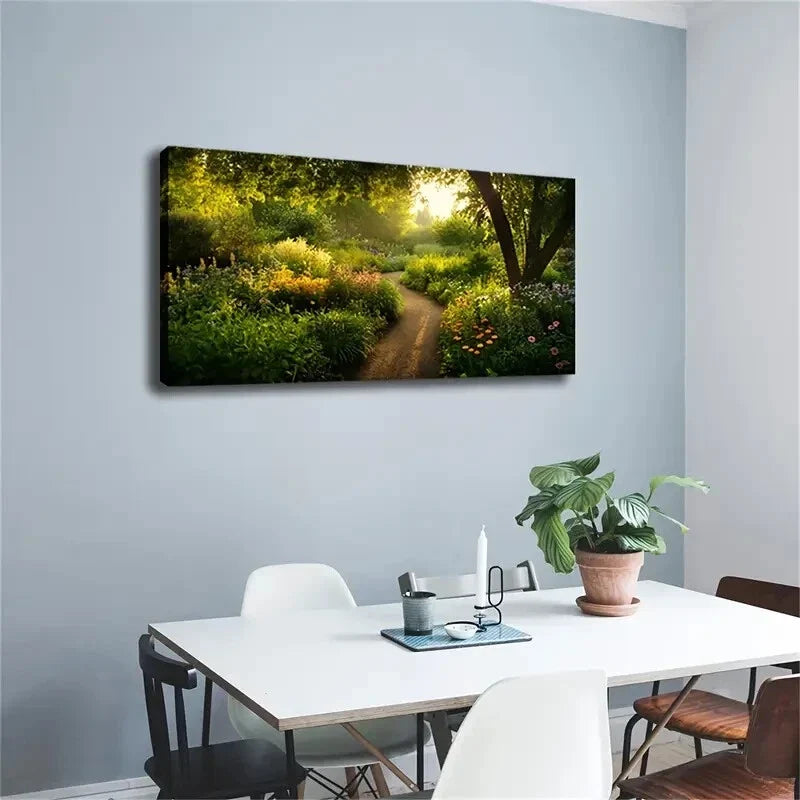 Tranquil Nature Scene Flowers Wall Art Canvas Office Home Room Framed 120x60cm