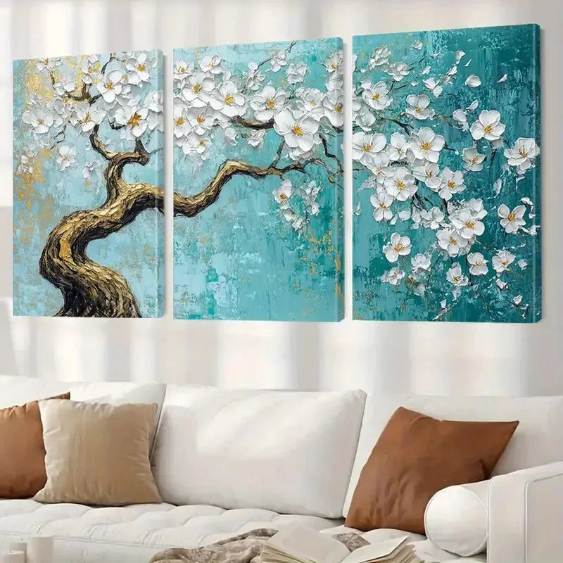 3pcs Classic Modern Landscape Cherry Blossom Wall Art Set Canvas Framed 40x60cm - High Quality Print 100% Australian Made Wall Canvas Ready to Hang