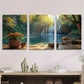 3pcs Vibrant Forest & Waterfall Scenery Metal Print Ready to Hang Art