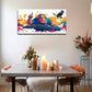 Vibrant DJ Hippo Headphones Wall Art Canvas Office Home Room Framed 80x45cm