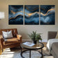 3pcs Abstract Blue and Golden Marble-Inspired Wall Art Set Canvas Framed 40x60cm - High Quality Print 100% Australian Made Wall Canvas Ready to Hang