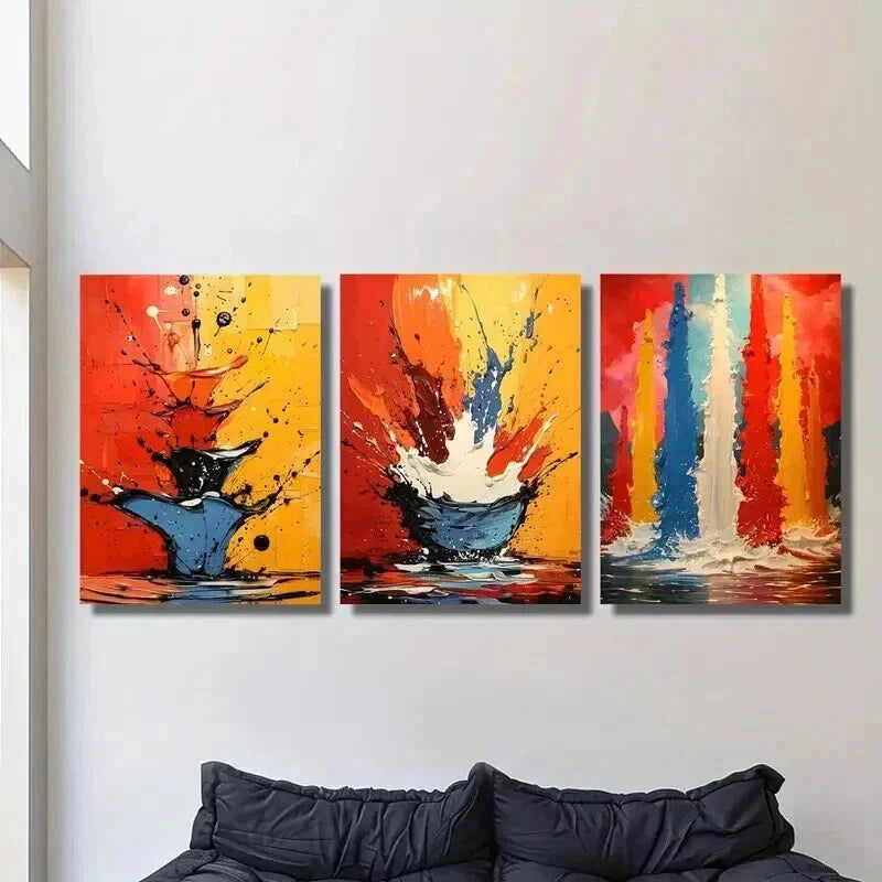 3pcs Abstract Color Oil Painting Texture Wall Art Set Canvas Framed 40x60cm - High Quality Print 100% Australian Made Wall Canvas Ready to Hang