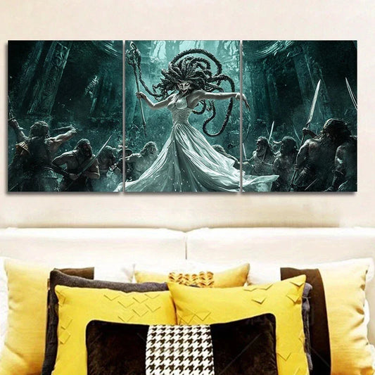 3pcs Modern Figure Gangster Light Blue & Black Metal Print Ready to Hang Art