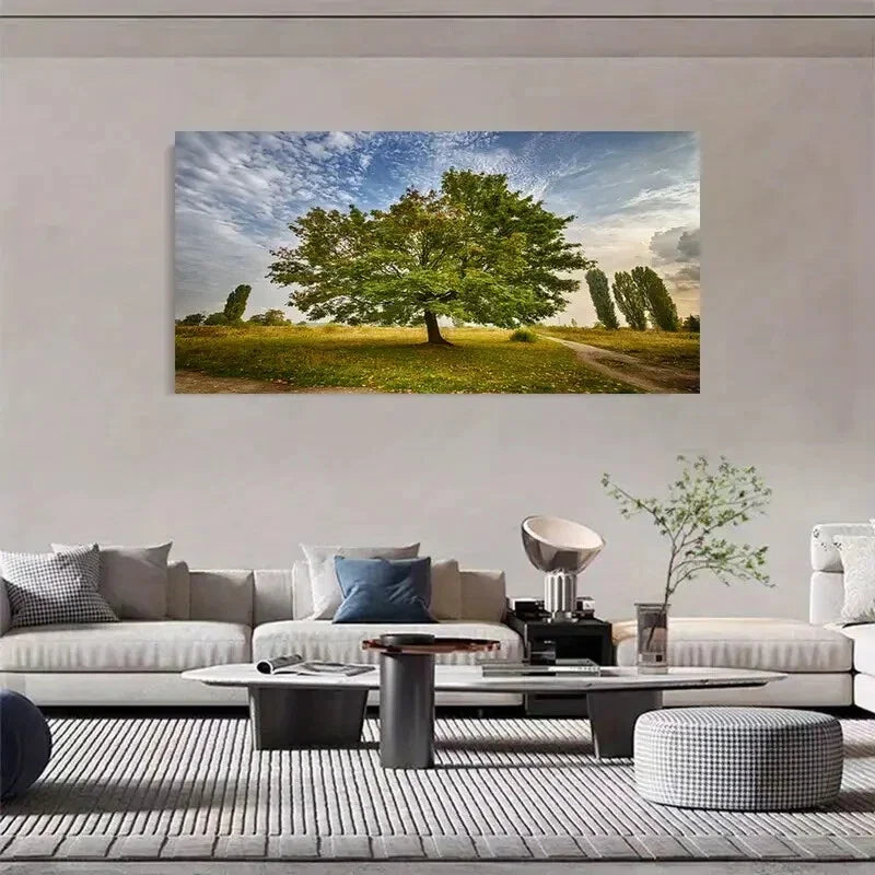 Majestic Lone Tree Landscape Wall Art Canvas Office Home Room Framed 80x45cm