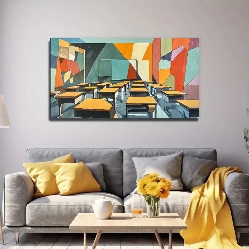 Modern Geometric Abstract Wall Art Canvas Office Home Room Framed 120x60cm