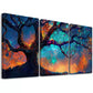 3pcs Abstract Fiery Dreamscape Cosmic Tree Wall Art Set Canvas Framed 40x60cm - High Quality Print 100% Australian Made Wall Canvas Ready to Hang
