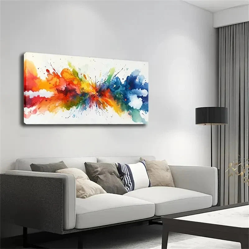 Vibrant Colorful Explosion Wall Art Canvas Office Home Room Framed 80x45cm