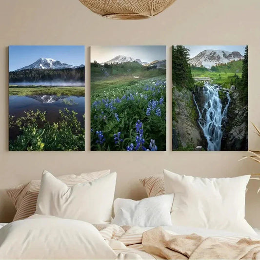 3pcs Mount Rainier National Park Reflection Lake Metal Print Ready to Hang Art