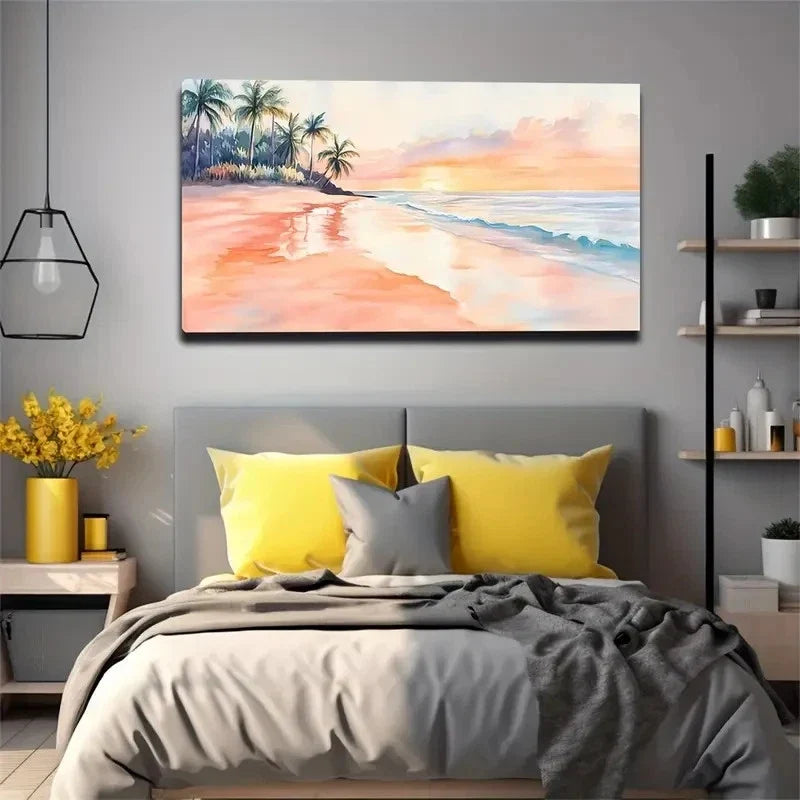 Sunrise On The Beach Wall Art Canvas Office Home Room Framed 120x60cm