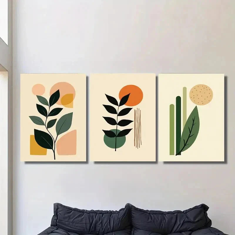 3pcs Modern Abstract Botanical Minimalist Leaf Metal Print Ready to Hang Art
