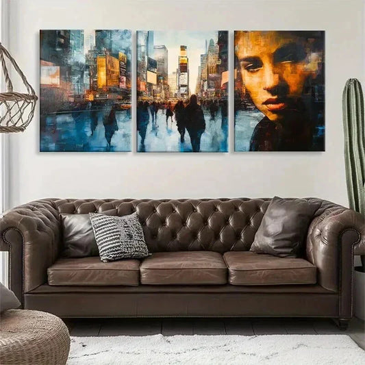 3pcs Urban Abstract Cityscape Portrait Prefect Wall Art Set Canvas Framed 40x60cm - High Quality Print 100% Australian Made Wall Canvas Ready to Hang
