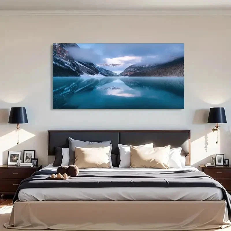 Frozen Echoes Lake Louise Wall Art Canvas Office Home Room Framed 120x60cm