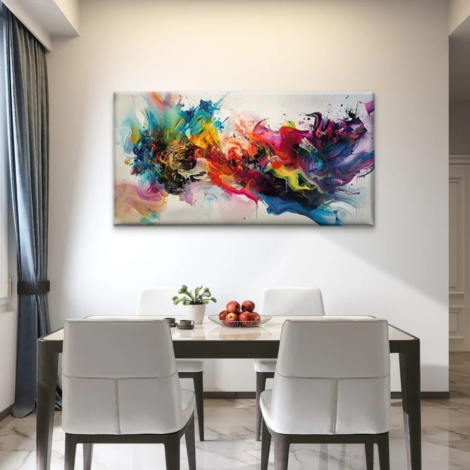 Abstract Liquid Motion Wall Art Canvas Office Home Room Framed 80x45cm