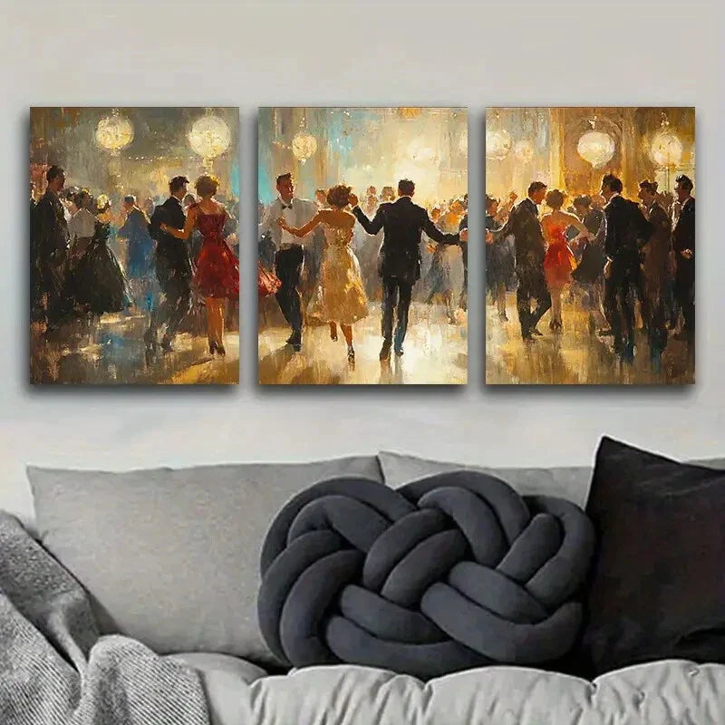 3pcs A picture of people dancing in the middle Metal Print Ready to Hang Art