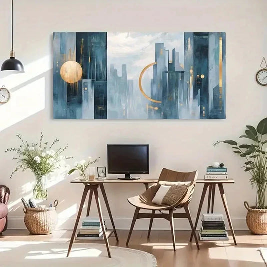 Futuristic Cityscape Spheres Wall Art Canvas Office Home Room Framed 120x60cm