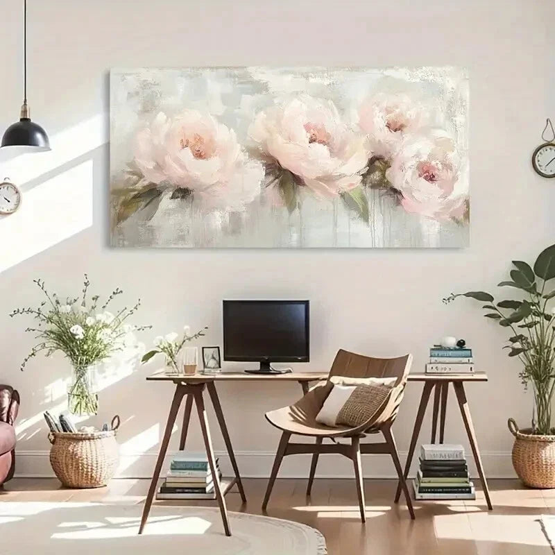 Peony Floral Modern Perfect Wall Art Canvas Office Home Room Framed 120x60cm