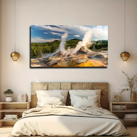 Colorful Geothermal Lake Wall Art Canvas Office Home Room Framed 120x60cm