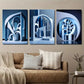 3pcs Modern Abstract Blue Geometric Cityscape Wall Art Set Canvas Framed 40x60cm - High Quality Print 100% Australian Made Wall Canvas Ready to Hang