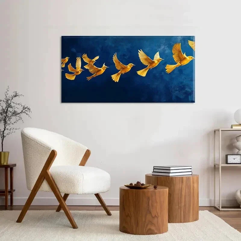 Birds Depicting Flight a Sky Wall Art Canvas Office Home Room Framed 120x60cm