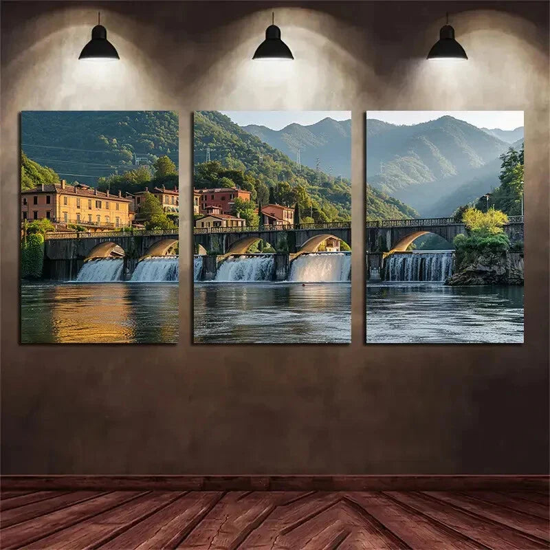 3pcs Big Mountain Water Damp Nature Metal Print Ready to Hang Art