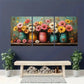 3pcs Yellow Pink & White Flowers in Metal Cans Wall Art Set Canvas Framed 40x60cm - High Quality Print 100% Australian Made Wall Canvas Ready to Hang
