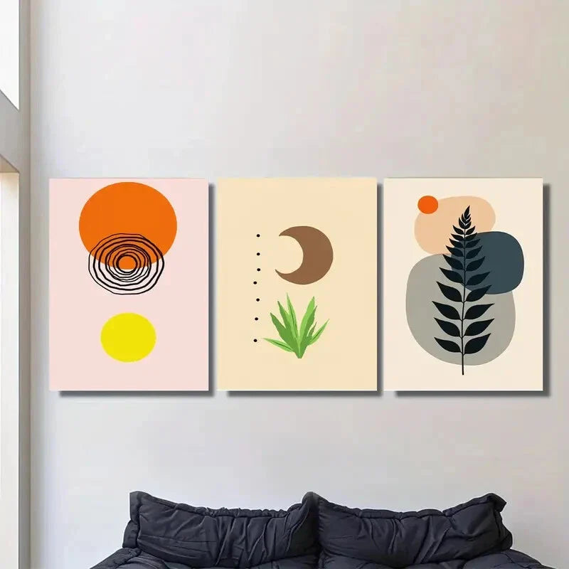 3pcs Modern Abstract Boho Style Metal Print Ready to Hang Art