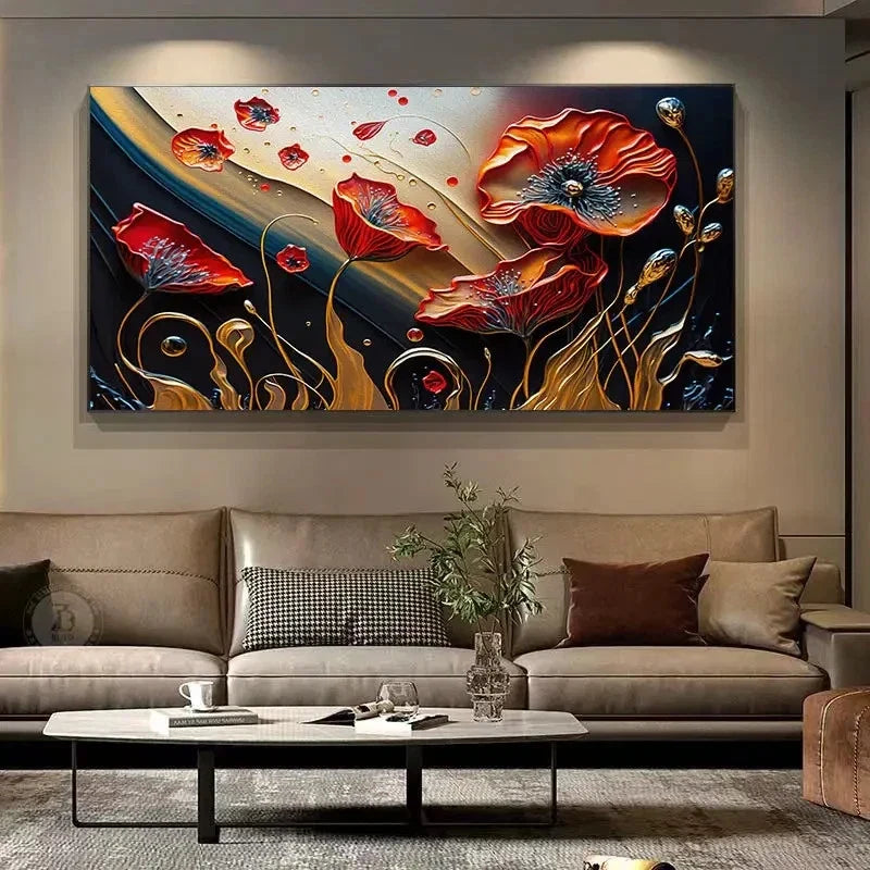 Artistic Depictions Of Flowers Wall Art Canvas Office Home Room Framed 120x60cm