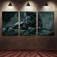 3pcs Abstract Lion Black & White Metal Print Ready to Hang Art