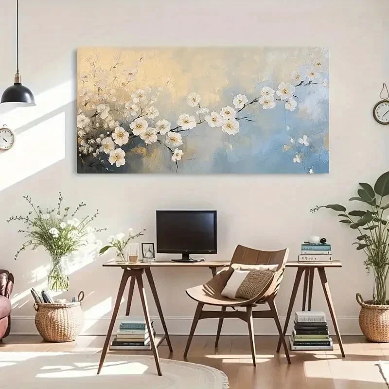 Abstract Floral Soft Palette Wall Art Canvas Office Home Room Framed 80x45cm