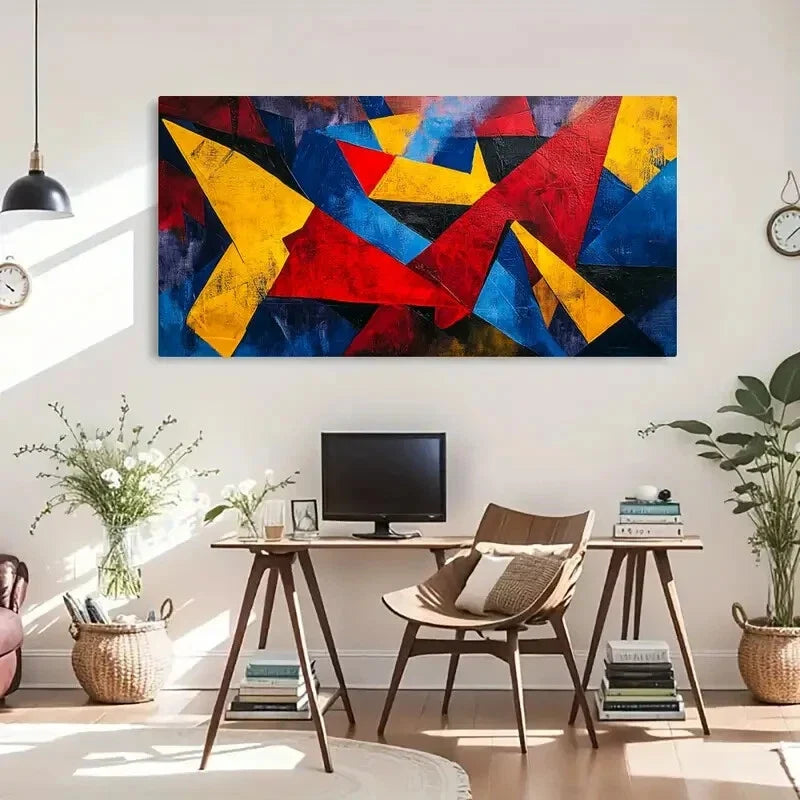 Geometric Vibrant Modern Décor Wall Art Canvas Office Home Room Framed 120x60cm