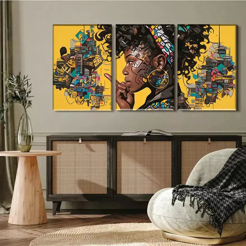 3pcs Urban - inspired Portrait Triptych Wall Art Set Canvas Framed 40x60cm - High Quality Print 100% Australian Made Wall Canvas Ready to Hang