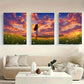 3pcs A Girl Standing in a Field of Flowers Metal Print Ready to Hang Art