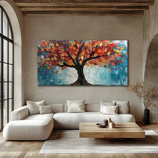 Abstract Colorful Tree Wall Art canvas office home room framed 120x60cm