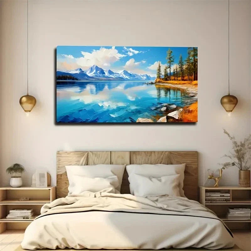 Beautiful Snow Mountain Wall Art Canvas Office Home Room Framed 120x60cm
