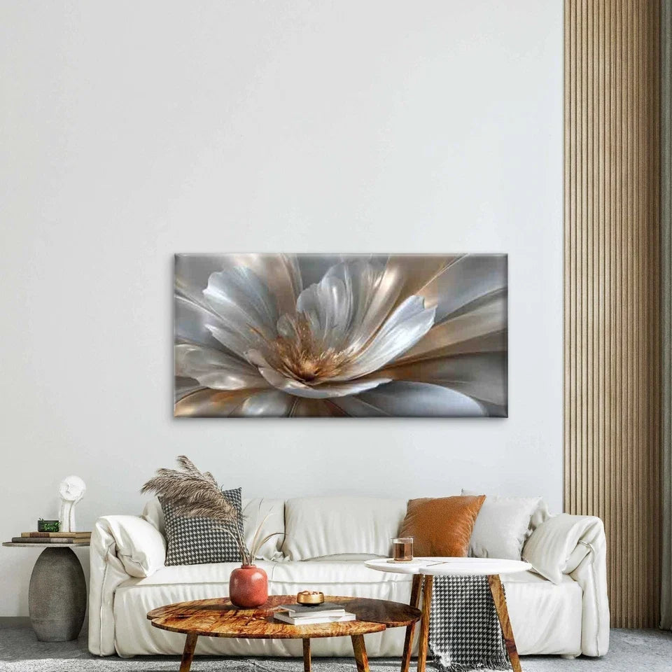 Flowering Elegance Glistening Wall Art Canvas Office Home Room Framed 120x60cm