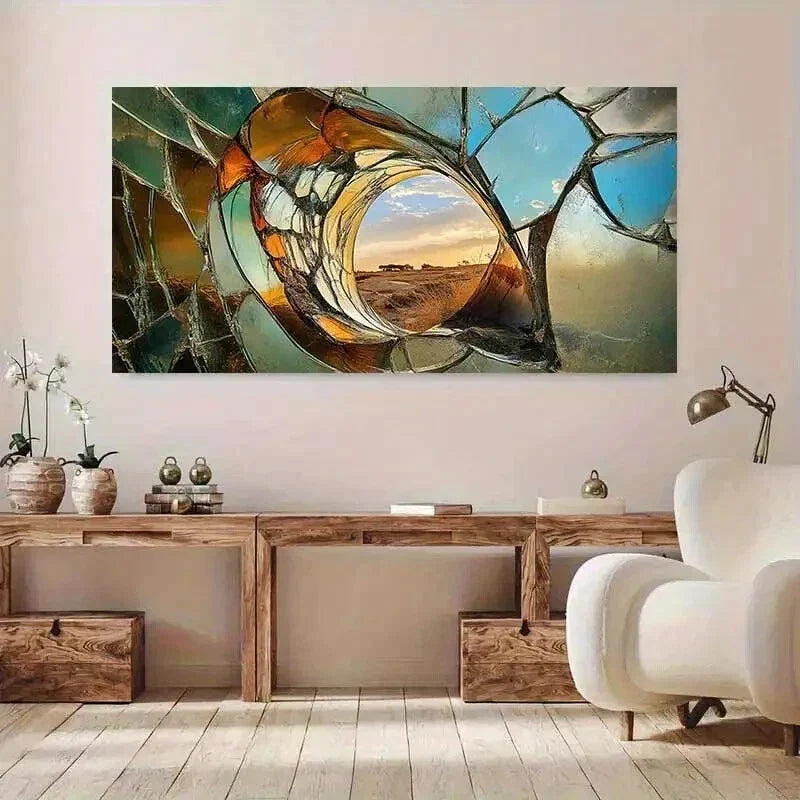 Shattered Glass Landscape wall canvas office home room framed 120x60cm