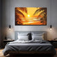 Warm Yellow Beach Suitable Wall Art Canvas Office Home Room Framed 80x45cm