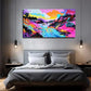 Abstract River Car Suitable Wall Art Canvas Office Home Room Framed 80x45cm