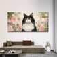 Black and White Cat Wall Art Canvas Office Home Room Framed 120x60cm