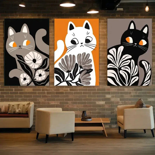 3pcs Modern Classic Style Animal Themed Metal Print Ready to Hang Art