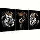 3pcs  Crowned Lion and Tiger Decorative Pattern Wall Art Set Canvas Framed 40x60cm - High Quality Print 100% Australian Made Wall Canvas Ready to Hang